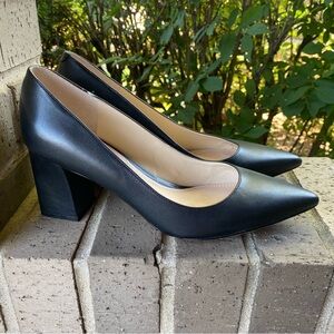 Marc Fisher Black Pointed Toe Block Heel Pumps